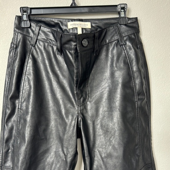 Black Dress Vegan Leather Pants with Tapered Leg - Picture 3 of 7